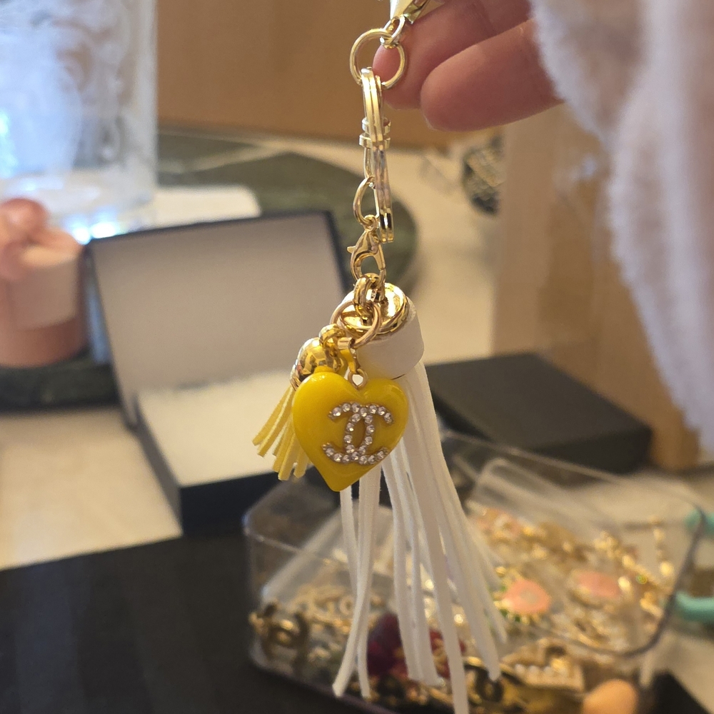 Handmade Custom One-of-a-Kind upcycled Chanel Charm Keychain. - Picture 7 of 10